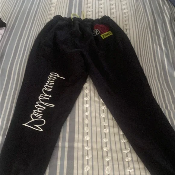 Zumba Fitness Black Track Pants with Neon Accents - Picture 2 of 3